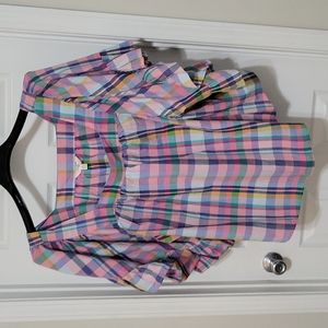NWT plaid peasant top